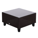 Set Salotto da Giardino in Rattan Sintetico Divano Pouf e Tavolino Marrone 