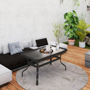 Tavolino da Esterno Rettangolare 95x55x46 cm Piano in Vetro in Metallo Nero   