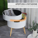 Tavolino Basso Ø38x48,3 cm con Apertura a Rotazione e Vassoio Rimovibile  Bianco