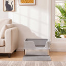 Lettiera per Gatti XL Fino a 8 kg 60x40x30 cm con Tappetino Vassoio e Paletta in Acciaio Inox e PP Grigio Chiaro      