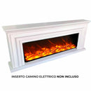 Cornice da Pavimento per Inserto Camino Elettrico 200x83x33 cm in MDF Sined Merapi Bianco
