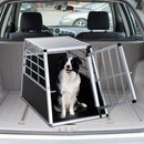 Gabbia Box per Trasporto Cani Lega d'alluminio Nero argento 65x91x69 cm 