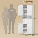 Mobile Bagno Alto Slim 60x30x170 cm con Cassetti e Ripiani in MDF e Acciaio Bianco Lucido      