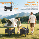 Carrello Pieghevole 64x40x60-84 cm Capacità 41L con 4 Ruote per Campeggio Giardino in Metallo e Tessuto Oxford Nero      