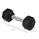 Set di 2 Manubri Esagonali da 6 kg con Presa Antiscivolo e Rivestimento in Gomma Nero   