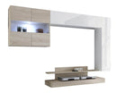 Parete Attrezzata Mobili Soggiorno 2 Pensili 1 Mobile TV 1 Vetrina in Melaminico 248x40x175cm TFT Nico Bianco Rovere