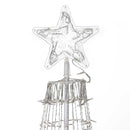 Albero di Natale Luminoso Ø80x220 cm 592 LED con 8 Giochi di Luce da Esterno in Metallo Bianco Caldo      