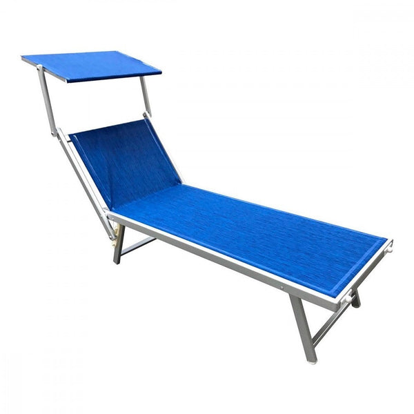 Lettino Prendisole alluminio 180x60x40 cm con parasole Luxurious Beach Blu prezzo