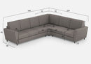 Divano Angolare 6 Posti 288x228x85 cm Yasel in Tessuto Grigio