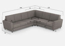 Divano Angolare 6 Posti 288x228x85 cm Yasel in Tessuto Grigio