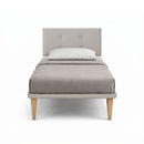 Letto Singolo con Rete Rivestita Similpelle Tortora Tessis Testata Button Varie Misure