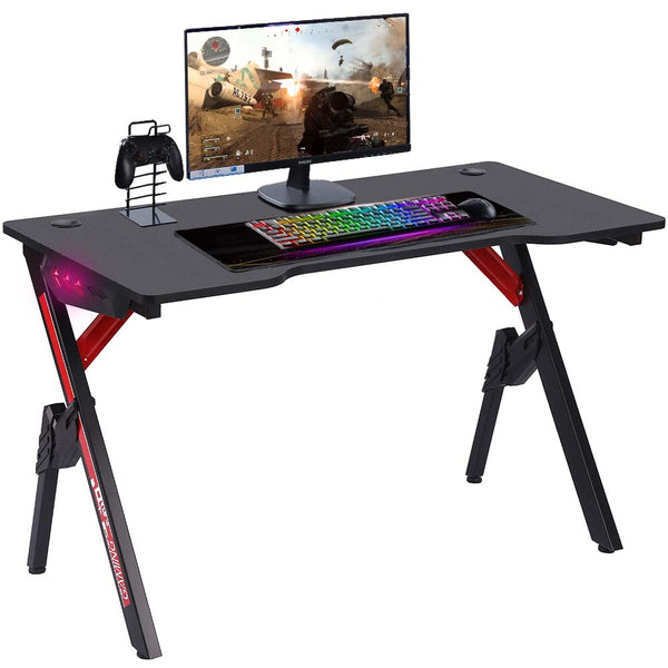 acquista Scrivania Gaming Porta Pc Computer con Luci LED RGB e Tappetino Mouse Pad 80x30