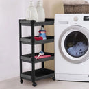 Carrello Salvaspazio Cucina Bagno Scaffale Portaoggetti Multiuso Nero 4 Ripiani