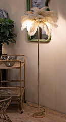 Lampada da Terra Palm Cammello Ø55x160 cm in Ferro e Plastica Oro e Cammello      