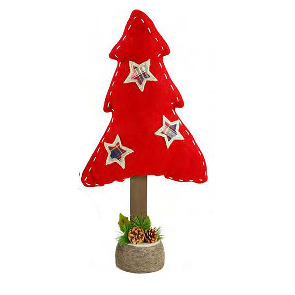 Mini Albero di Natale in panno rosso grande cm . 37x13,5 h 74 acquista