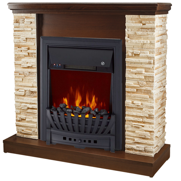prezzo Camino Elettrico da Pavimento 90,3x98x30 cm Effetto Fiamma 2000W Rock & Pluton Noce
