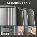 Pattumiera da Cucina 30 L 36,5x29,3x60,9 cm con Chiusura Ammortizzata e Secchio Rimovibile in Acciaio Inox e PP Argento      