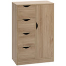 Mobile Bagno 4 Cassetti 1 Anta 54x29x83 cm in Truciolato Naturale