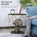 Tavolino da Soggiorno Contenitore in Metallo Ø45x48 cm  Nero e Oro