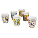 Set 6 Bicchieri Acqua Costiera in Ceramica VdE Tivoli 1996 Bianchi con Decori