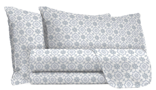 prezzo Set Lenzuola Matrimoniale con Stampa Sopra Sotto e Federe in Cotone Athena Dora Grigio