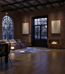 Camino a Bioetanolo da Pavimento 100x47 cm Industrial Marrone con Vetro