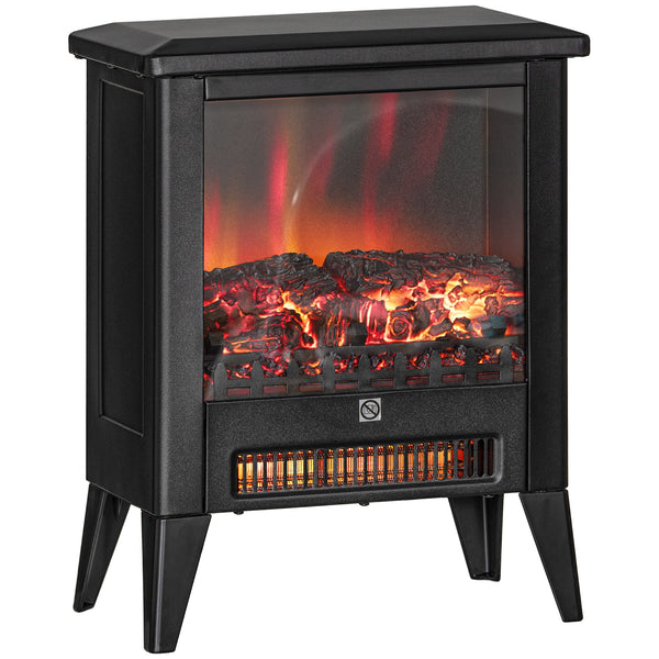 Camino Elettrico da Pavimento 1800W con Fiamma a 3 Intensità 36x21x47 cm Nero prezzo