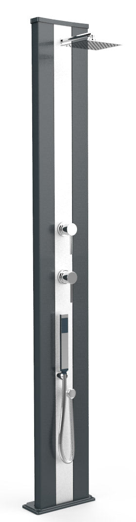 sconto Doccia Solare da Esterno Giardino 40L Miscelatore e Doccetta Mobile Arkema Dada S Fascia Inox Grigio Antracite Inox
