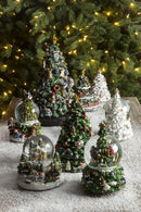 Carillon Albero di Natale con Sfera in Vetro H17 cm Verde in Resina