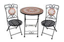 Set Tavolino e 2 Sedie Pieghevoli da Giardino  con Mosaico Multicolore