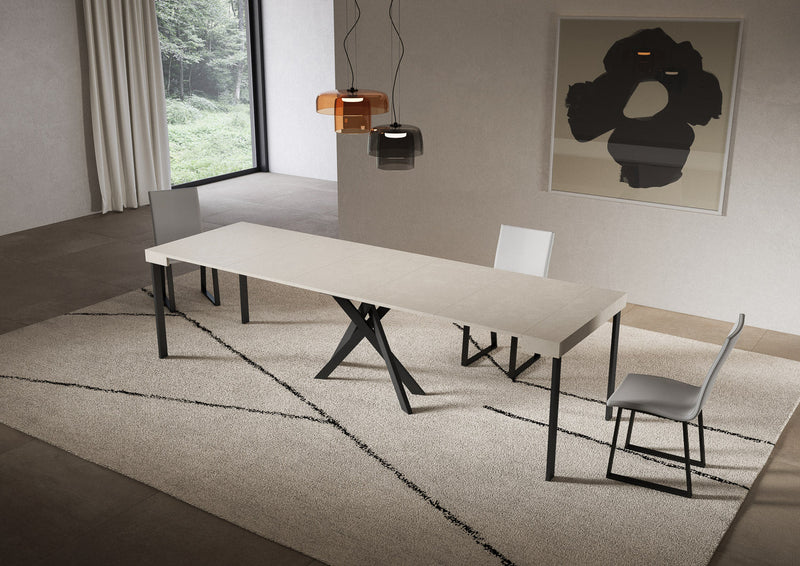 Consolle Allungabile 90-300x40x77 cm Saki Cashmere Gambe Antracite 