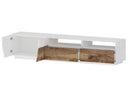 Mobile TV 2 Ante 2 Cassetti 200,1x43x46 cm Alien Bianco Lucido e Acero Pereira