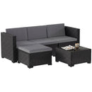 Set 5 Pezzi Salotto da Esterno con Divano Modulare e Tavolino con Piano in Vetro in Rattan PE Grigio      