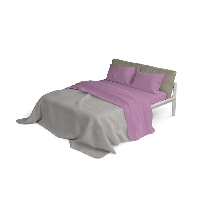 Set Lenzuola Matrimoniale Sopra Sotto e Federe Tinta Unita Lilla
