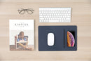 Tappetino per Mouse 34,6x22,5x0,5 cm con Base di Ricarica Wireless Veloce Blu Notte