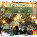 Ghirlanda Natalizia Decorativa da Interno 25x180cm con 50 LED Pigne e Bacche Verde e Bianco      