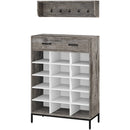 Mobile Ingresso con Scarpiera 15 Paia e Appendiabiti da Parete Grigio