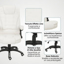 Sedia da Ufficio 68x72x110-120 cm Reclinabile Massaggiante Telecomando in Tessuto Effetto Lino Crema      