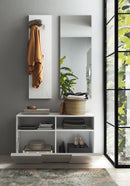 Set Ingresso Mobile 1 Anta a Ribalta Appendiabiti 91x36x165 cm e Specchio 50x110 cm Modello Dama Bianco Lucido