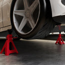 Set 2 Cavalletti Auto 6 Tonnellate di Capacità Altezza 38,5-60 cm Acciaio al Carbonio e Ghisa Rosso  