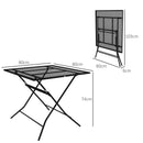 Tavolo da Giardino Pieghevole Quadrato 80x80x74 cm con Piano a Rete in Acciaio Nero