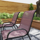 Set 4 Sedie da Giardino 54x71x93 cm Impilabili con Braccioli Curvi in Acciaio e Tessuto Traspirante Marrone      