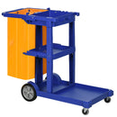 Carrello Pulizie 3 Ripiani Sacco da 100L 121x50,5x96,5 cm Blu Giallo e Grigio  