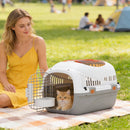 Trasportino per Gatti e Cani Piccoli Max 4 kg 49x32x31 cm con Finestra Superiore in Plastica Grigio      
