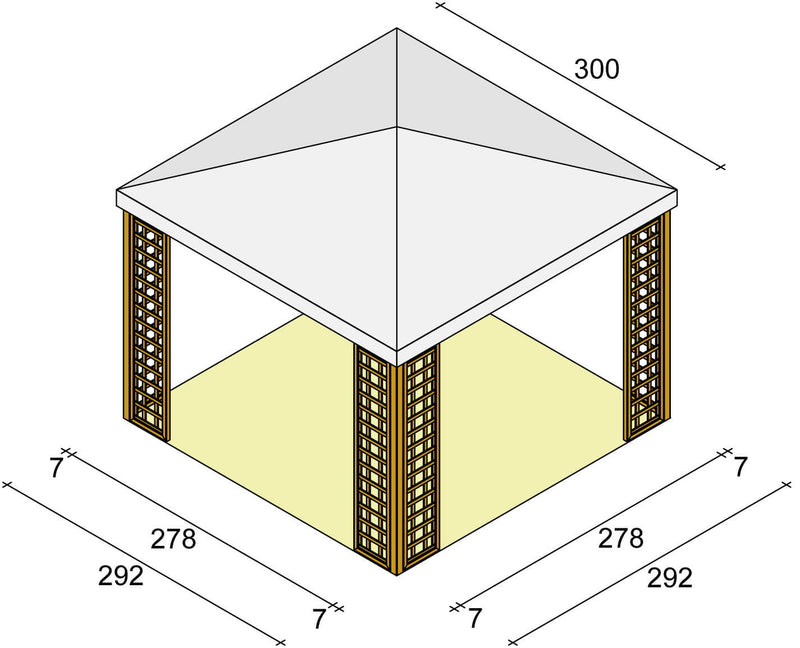 Gazebo da Giardino in Legno 3x3m con Copertura in PVC Taini Leon Pocket Bianco