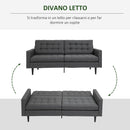 Divano Letto 200x79x96 cm in Tessuto Grigio
