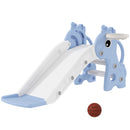 Scivolo per Bambini 1-3 Anni 106x51,5x52 cm con Scaletta Canestro da Basket e Pallone Design Giraffa in PP e PE Blu      