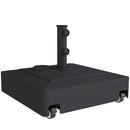 Base per Ombrellone a Rotelle con Freni, con Acqua 40kg/Sabbia 61kg, per Pali Ombrelloni da Ø35/38/48mm, Nero      