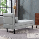 Poltrona Chaise Longue 146x61x82,5 cm Con Sponte e Cuscino Rivestimento Trapuntato Effetto Velluto Grigio  