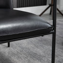 Poltroncina da Camera Imbottita 60x59x78 cm  in Acciaio e Similpelle Nera
